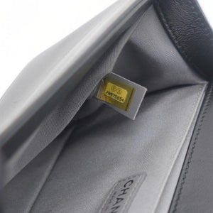 Boy Flap Chevron Calfskin Silver-tone Medium Black