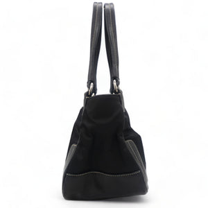 Black Leather and Nylon Mini Bag