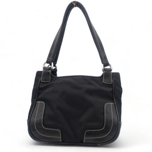 Black Leather and Nylon Mini Bag