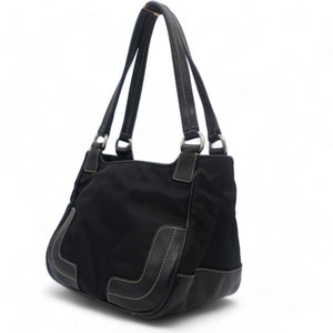 Black Leather and Nylon Mini Bag