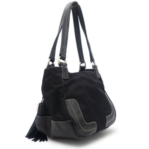 Black Leather and Nylon Mini Bag