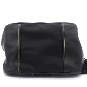 Black Leather and Nylon Mini Bag