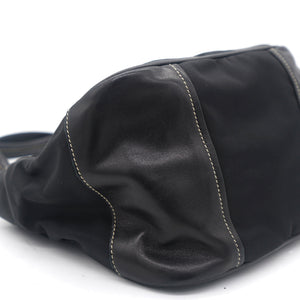 Black Leather and Nylon Mini Bag