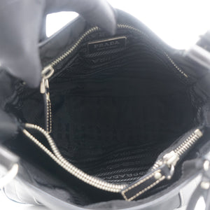 Black Leather and Nylon Mini Bag
