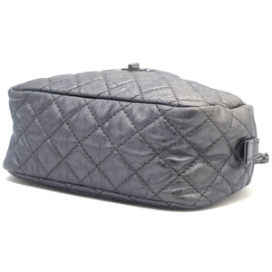 Metallic Aged Calfskin Quilted Small Reissue Camera Case Dark Silver