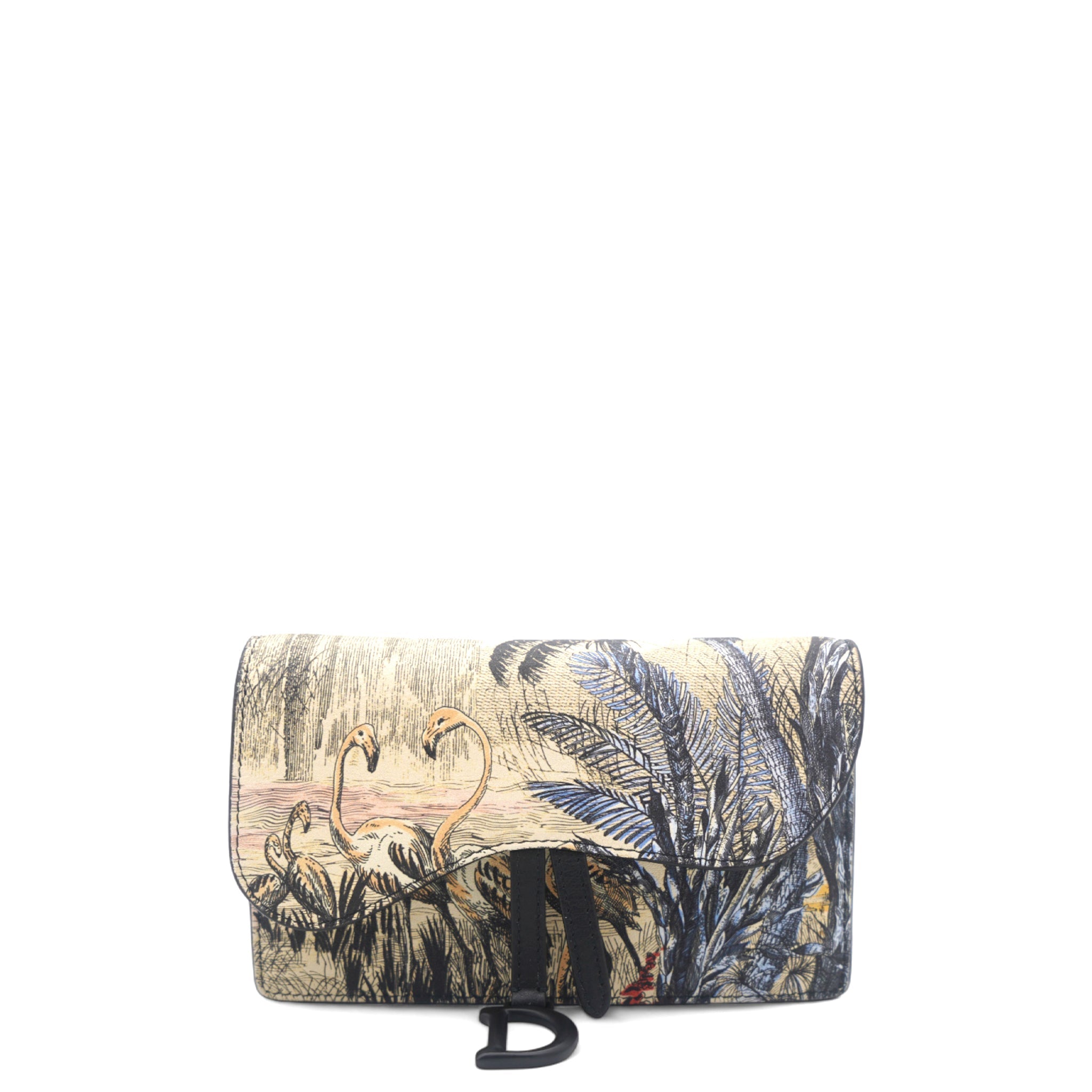 Saddle Belt Pouch Black / Beige Printed Calfskin