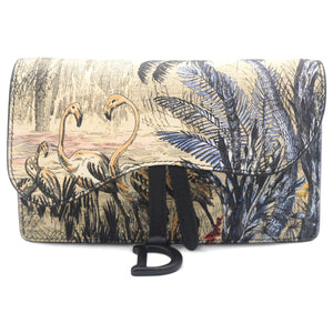 Saddle Belt Pouch Black / Beige Printed Calfskin