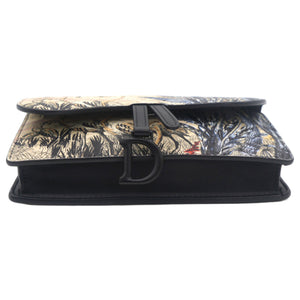 Saddle Belt Pouch Black / Beige Printed Calfskin