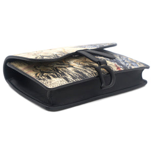 Saddle Belt Pouch Black / Beige Printed Calfskin