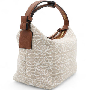 Jacquard Anagram Calfskin Small Cubi Bag Ecru Tan