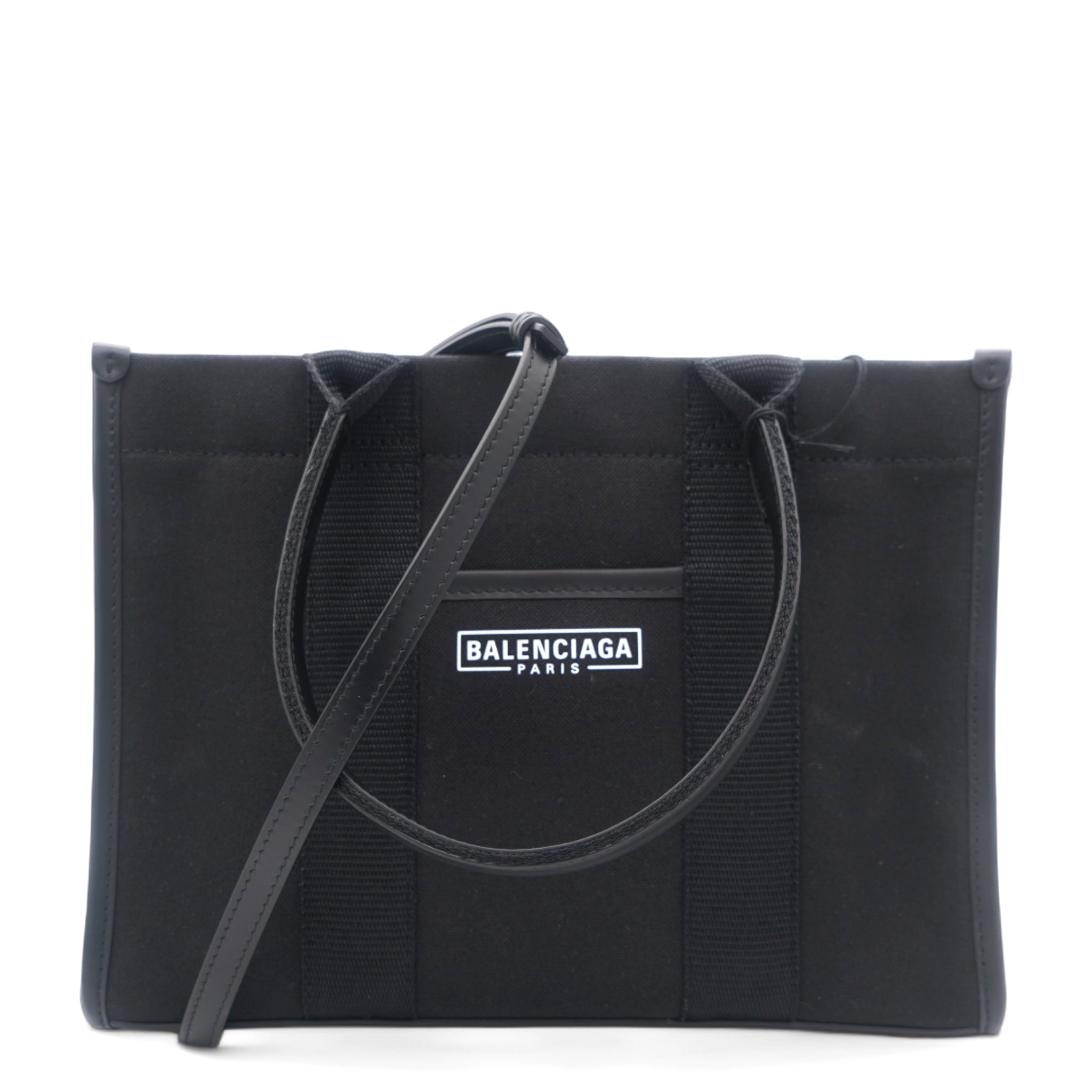 Neo Navy M Leather-trimmed Canvas Tote Bag