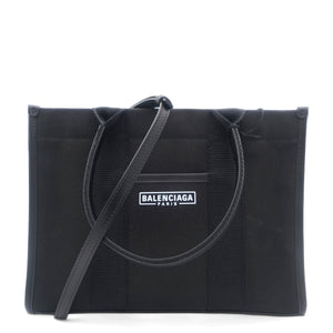 Neo Navy M Leather-trimmed Canvas Tote Bag