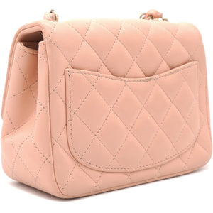 Lambskin Quilted Mini Flap Dark Pink