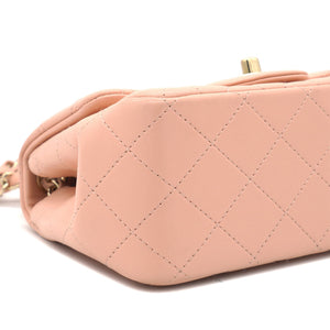 Lambskin Quilted Mini Flap Dark Pink