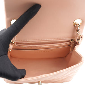 Lambskin Quilted Mini Flap Dark Pink