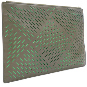 Nappa Intercciato Khaki Green Men’s Pouch