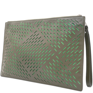 Nappa Intercciato Khaki Green Men’s Pouch