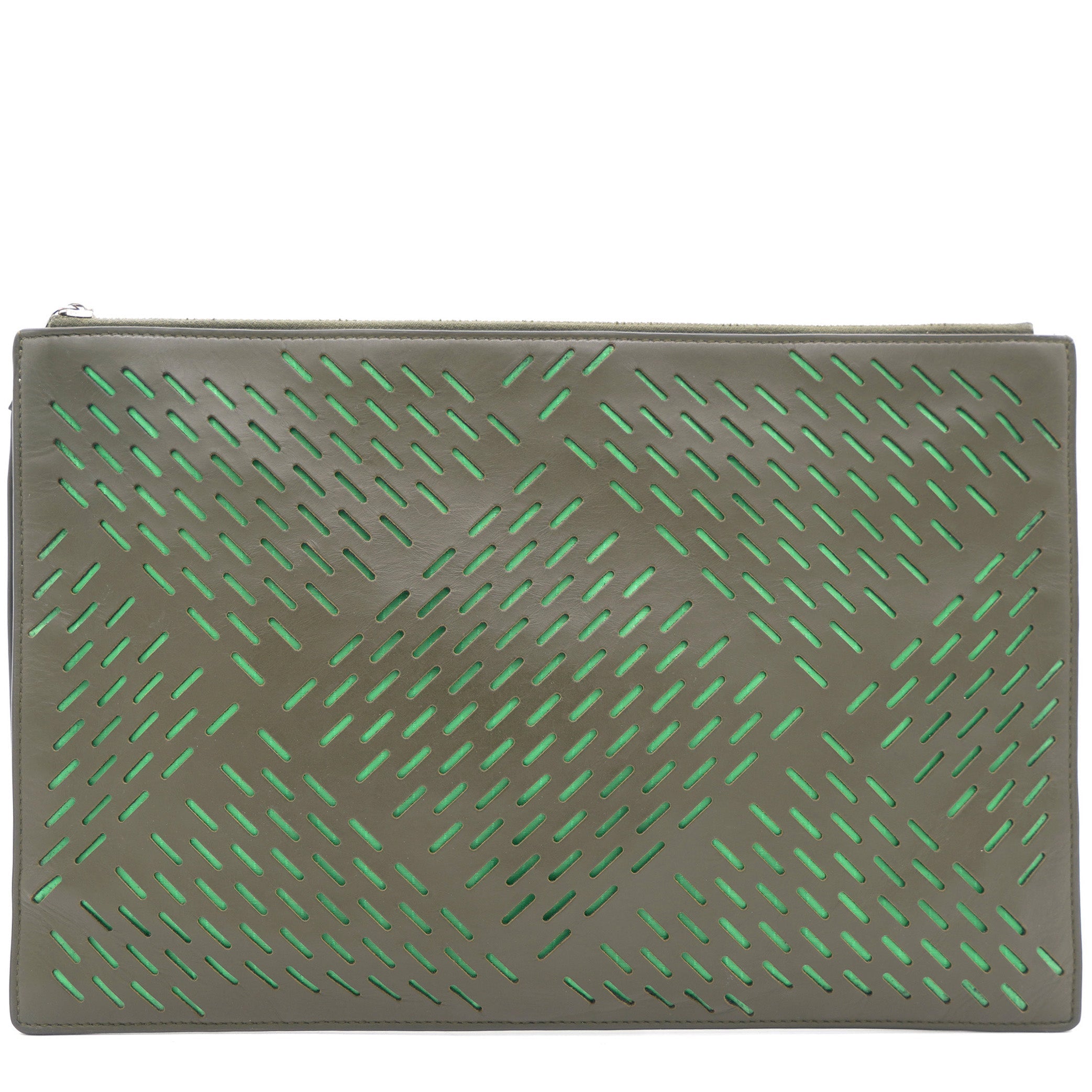 Nappa Intercciato Khaki Green Men’s Pouch