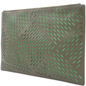 Nappa Intercciato Khaki Green Men’s Pouch