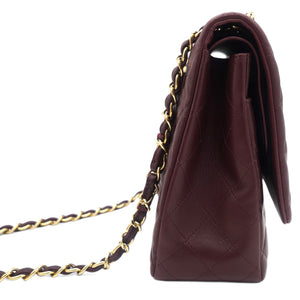 Burgundy Quilted Lambskin Leather Maxi Classic Double Flap Bag