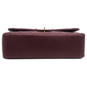 Burgundy Quilted Lambskin Leather Maxi Classic Double Flap Bag