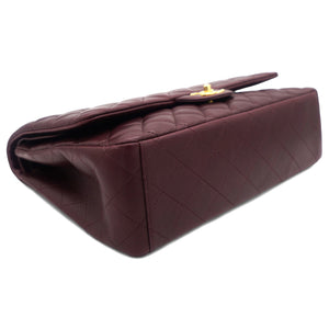 Burgundy Quilted Lambskin Leather Maxi Classic Double Flap Bag