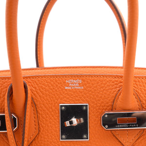 Orange Taurillon Clemence Leather Palladium Hardware Birkin 30 Bag