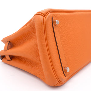 Orange Taurillon Clemence Leather Palladium Hardware Birkin 30 Bag