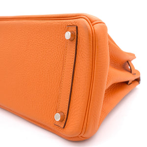Orange Taurillon Clemence Leather Palladium Hardware Birkin 30 Bag