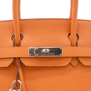 Orange Taurillon Clemence Leather Palladium Hardware Birkin 30 Bag