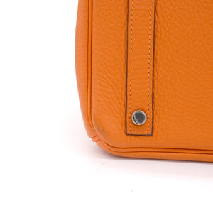 Orange Taurillon Clemence Leather Palladium Hardware Birkin 30 Bag