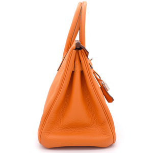 Orange Taurillon Clemence Leather Palladium Hardware Birkin 30 Bag