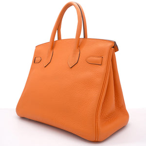 Orange Taurillon Clemence Leather Palladium Hardware Birkin 30 Bag