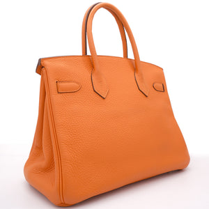 Orange Taurillon Clemence Leather Palladium Hardware Birkin 30 Bag