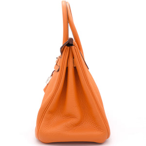 Orange Taurillon Clemence Leather Palladium Hardware Birkin 30 Bag