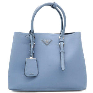 Saffiano Cuir Medium Double Handle Tote Blue