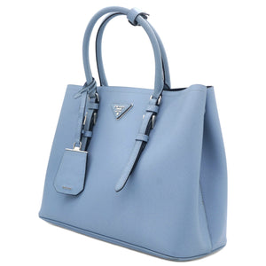 Saffiano Cuir Medium Double Handle Tote Blue