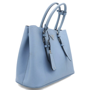 Saffiano Cuir Medium Double Handle Tote Blue