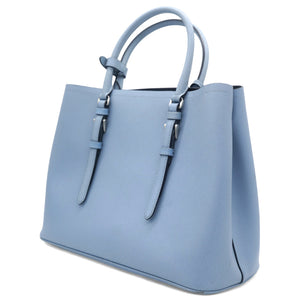 Saffiano Cuir Medium Double Handle Tote Blue
