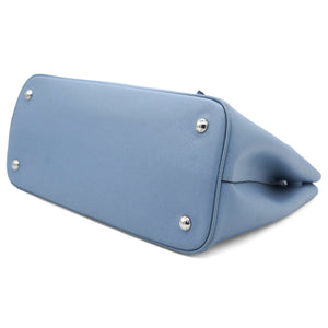 Saffiano Cuir Medium Double Handle Tote Blue
