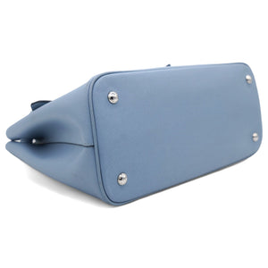 Saffiano Cuir Medium Double Handle Tote Blue