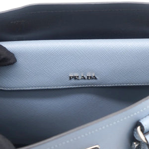 Saffiano Cuir Medium Double Handle Tote Blue