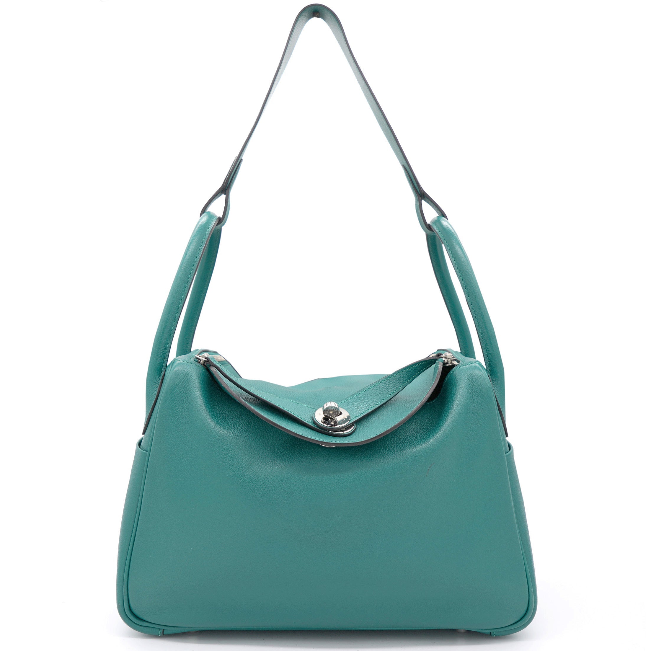 Green EvercolourLeather Palladium Hardware Lindy 30 Bag