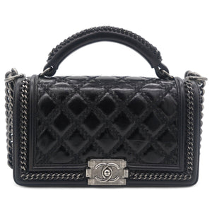 Boy Top Handle Quilted Chain Medium Black