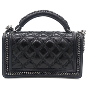 Boy Top Handle Quilted Chain Medium Black