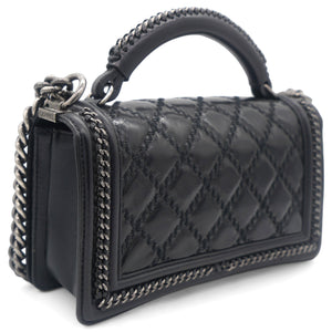 Boy Top Handle Quilted Chain Medium Black