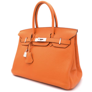 Orange Taurillon Clemence Leather Palladium Hardware Birkin 30 Bag