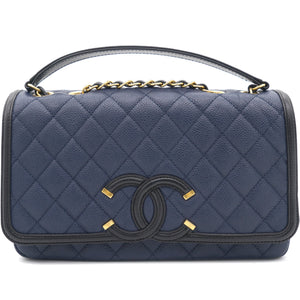 CC Filigree Medium Caviar Navy Flap