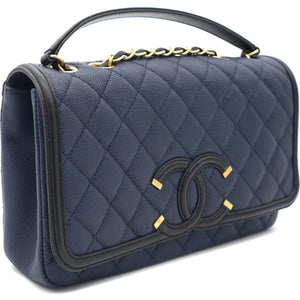 CC Filigree Medium Caviar Navy Flap