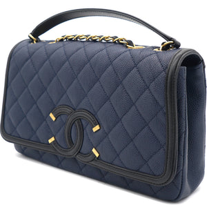 CC Filigree Medium Caviar Navy Flap